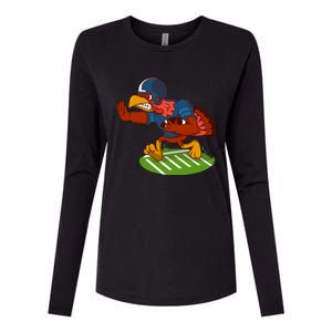 Turkey Bowl Football Player Family Thanksgiving Game Meme Gift Womens Cotton Relaxed Long Sleeve T-Shirt