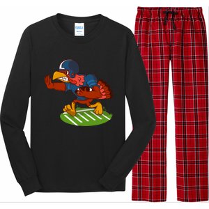 Turkey Bowl Football Player Family Thanksgiving Game Meme Gift Long Sleeve Pajama Set