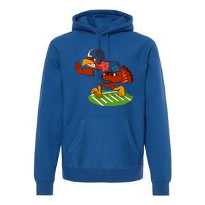 Turkey Bowl Football Player Family Thanksgiving Game Meme Gift Premium Hoodie