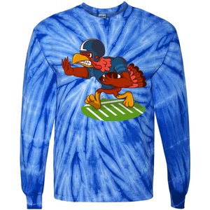 Turkey Bowl Football Player Family Thanksgiving Game Meme Gift Tie-Dye Long Sleeve Shirt