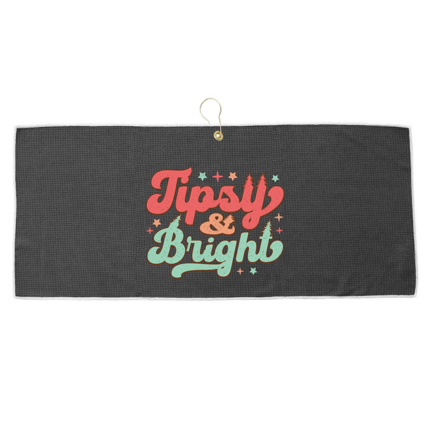 Tipsy & Bright Festive Graphic Large Microfiber Waffle Golf Towel