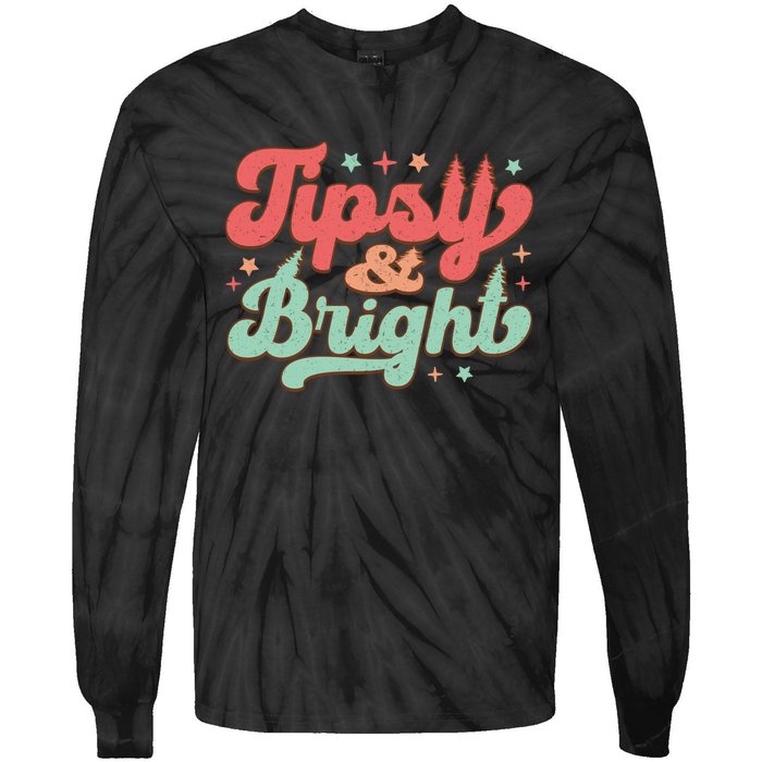 Tipsy & Bright Festive Graphic Tie-Dye Long Sleeve Shirt