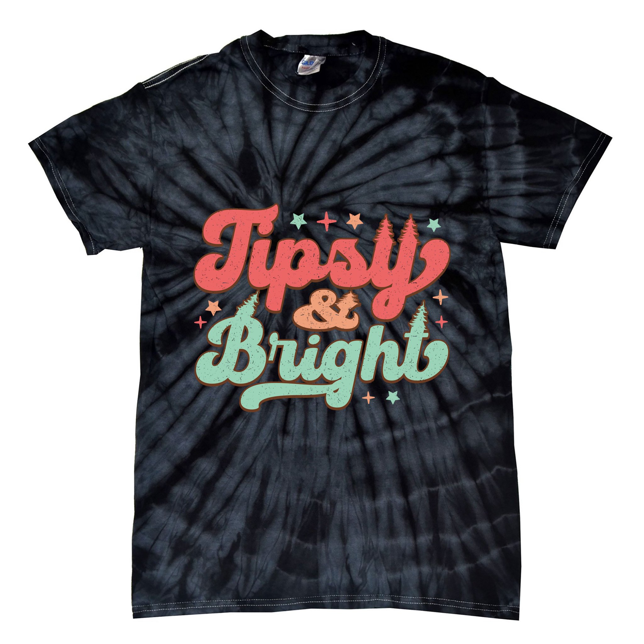 Tipsy & Bright Festive Graphic Tie-Dye T-Shirt