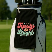 Tipsy & Bright Festive Graphic Golf Towel