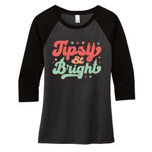 Tipsy & Bright Festive Graphic Women's Tri-Blend 3/4-Sleeve Raglan Shirt