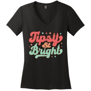 Tipsy & Bright Festive Graphic Women's V-Neck T-Shirt