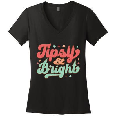 Tipsy & Bright Festive Graphic Women's V-Neck T-Shirt