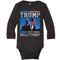 Trump Bulletproof Fight Fist Legend Donald Trump 2024 Baby Long Sleeve Bodysuit