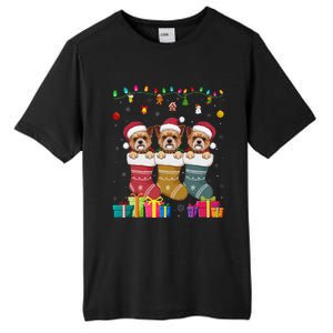 Three Brussels Griffon Dog In Sock Funny Xmas Tall Fusion ChromaSoft Performance T-Shirt