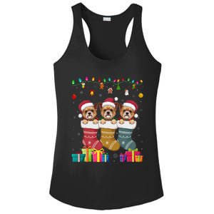 Three Brussels Griffon Dog In Sock Funny Xmas Ladies PosiCharge Competitor Racerback Tank