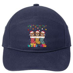 Three Brussels Griffon Dog In Sock Funny Xmas 7-Panel Snapback Hat