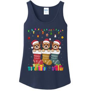 Three Brussels Griffon Dog In Sock Funny Xmas Ladies Essential Tank