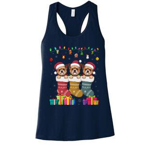 Three Brussels Griffon Dog In Sock Funny Xmas Women's Racerback Tank