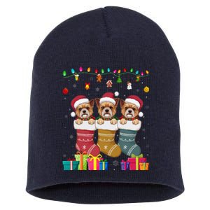 Three Brussels Griffon Dog In Sock Funny Xmas Short Acrylic Beanie