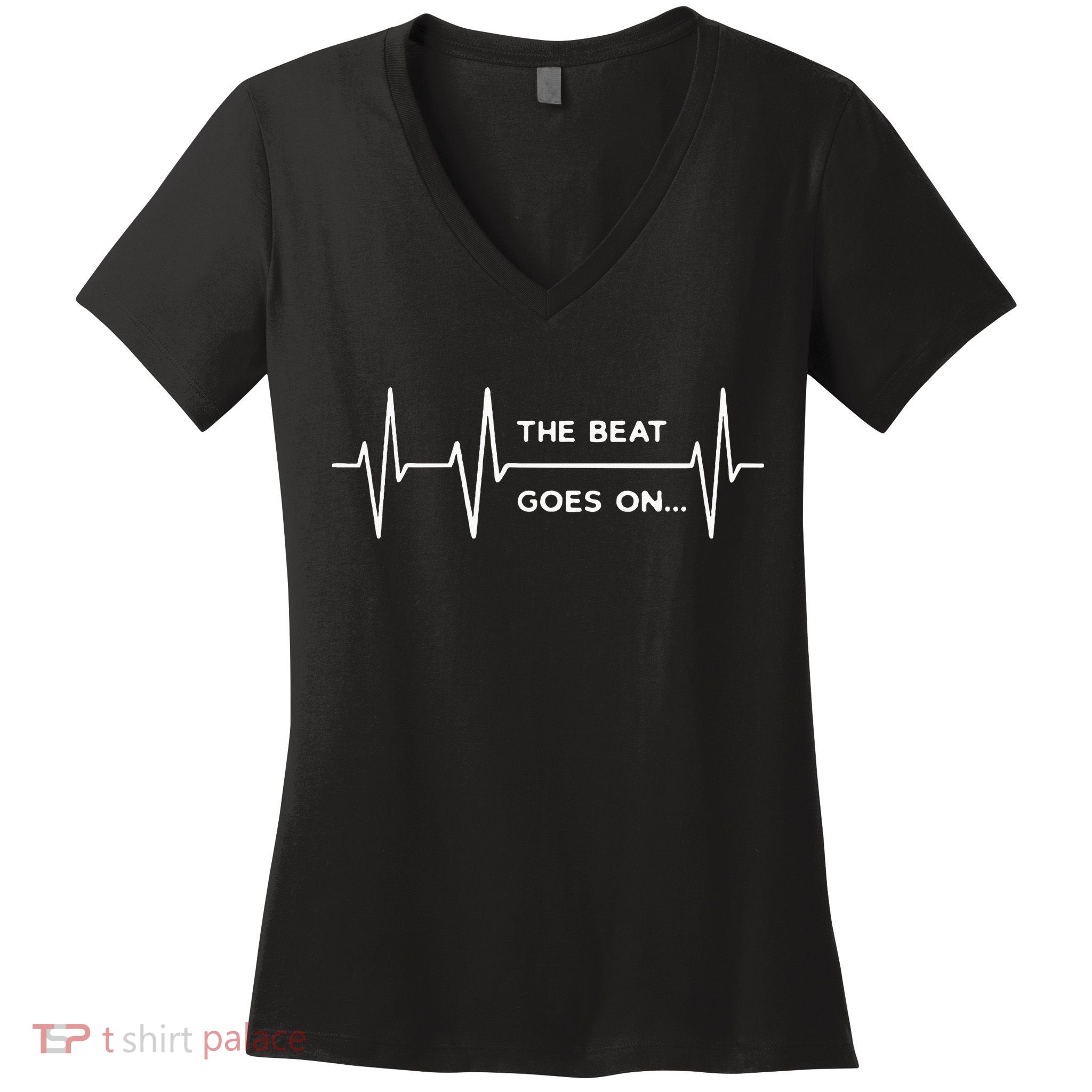 The Beat Goes On Heartbeat Rehab After Surgery Heart OP Women's V-Neck T-Shirt