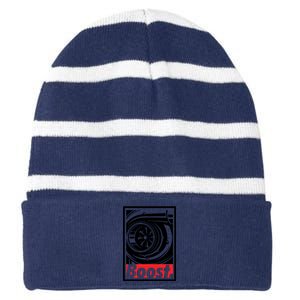 Turbo Boost Gift For Racing And Drift Car Lovers Gift Striped Beanie with Solid Band