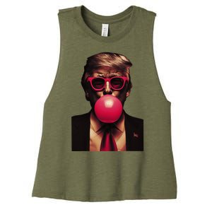 Trump Bubble Gum Fun And Bold Design Women's Racerback Cropped Tank