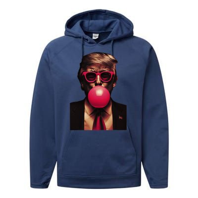 Trump Bubble Gum Fun And Bold Design Performance Fleece Hoodie