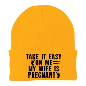 To Be Gender Reveal Take It Easy On Me My Wife Is Pregnant Gift Knit Cap Winter Beanie