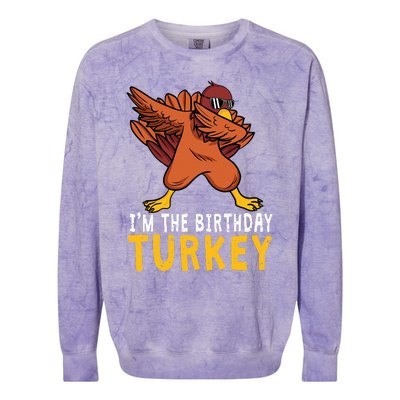 Thanksgiving Birthday Gifts Funny Bday Born On Thanksgiving Colorblast Crewneck Sweatshirt