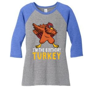 Thanksgiving Birthday Gifts Funny Bday Born On Thanksgiving Women's Tri-Blend 3/4-Sleeve Raglan Shirt