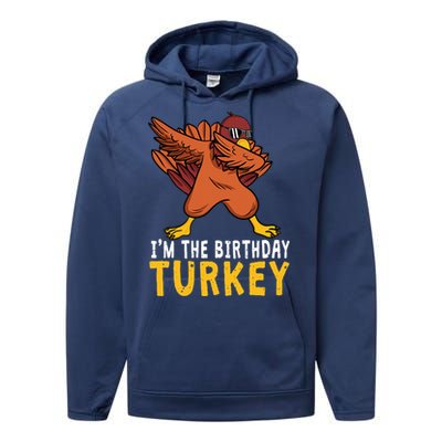 Thanksgiving Birthday Gifts Funny Bday Born On Thanksgiving Performance Fleece Hoodie