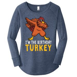 Thanksgiving Birthday Gifts Funny Bday Born On Thanksgiving Women's Perfect Tri Tunic Long Sleeve Shirt