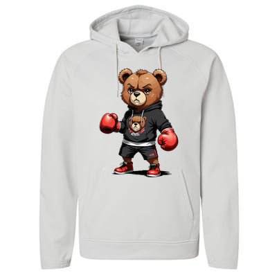 Teddy Bear Gangster Boxer With Hip Hop Street Clothes Performance Fleece Hoodie