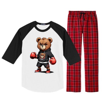 Teddy Bear Gangster Boxer With Hip Hop Street Clothes Raglan Sleeve Pajama Set