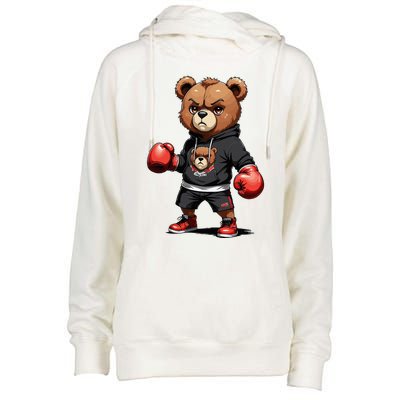 Teddy Bear Gangster Boxer With Hip Hop Street Clothes Womens Funnel Neck Pullover Hood