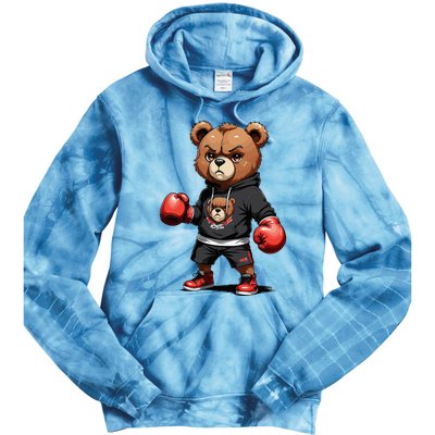 Teddy Bear Gangster Boxer With Hip Hop Street Clothes Tie Dye Hoodie