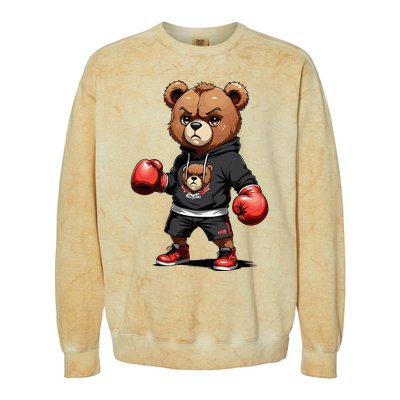 Teddy Bear Gangster Boxer With Hip Hop Street Clothes Colorblast Crewneck Sweatshirt