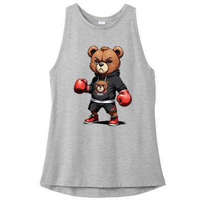 Teddy Bear Gangster Boxer With Hip Hop Street Clothes Ladies PosiCharge Tri-Blend Wicking Tank