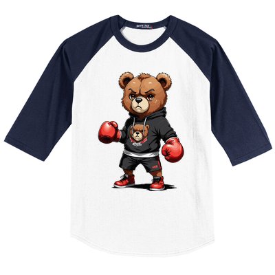 Teddy Bear Gangster Boxer With Hip Hop Street Clothes Baseball Sleeve Shirt