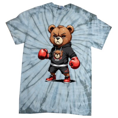 Teddy Bear Gangster Boxer With Hip Hop Street Clothes Tie-Dye T-Shirt