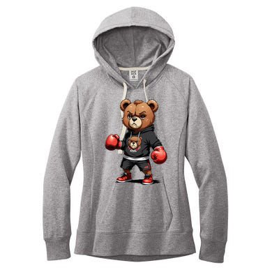 Teddy Bear Gangster Boxer With Hip Hop Street Clothes Women's Fleece Hoodie