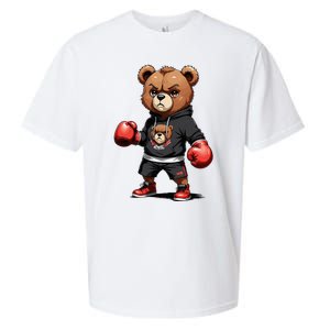 Teddy Bear Gangster Boxer With Hip Hop Street Clothes Sueded Cloud Jersey T-Shirt