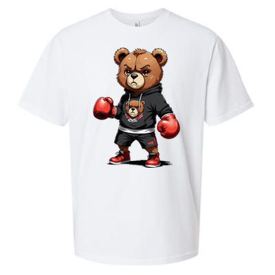 Teddy Bear Gangster Boxer With Hip Hop Street Clothes Sueded Cloud Jersey T-Shirt