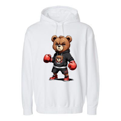 Teddy Bear Gangster Boxer With Hip Hop Street Clothes Garment-Dyed Fleece Hoodie