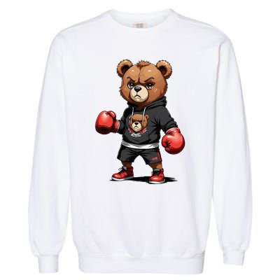 Teddy Bear Gangster Boxer With Hip Hop Street Clothes Garment-Dyed Sweatshirt