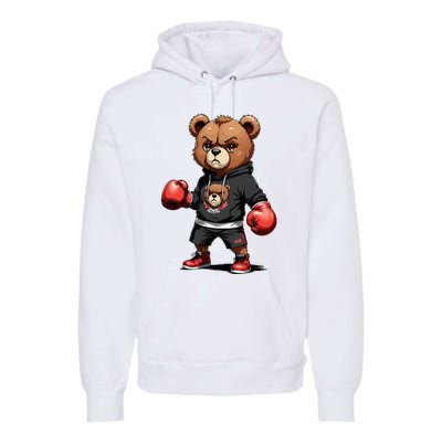 Teddy Bear Gangster Boxer With Hip Hop Street Clothes Premium Hoodie