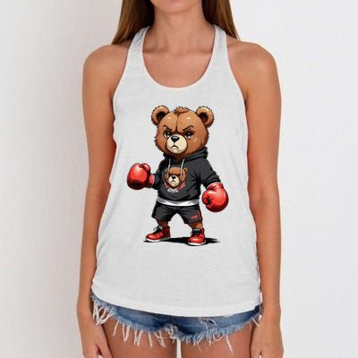 Teddy Bear Gangster Boxer With Hip Hop Street Clothes Women's Knotted Racerback Tank