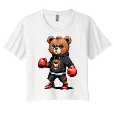 Teddy Bear Gangster Boxer With Hip Hop Street Clothes Women's Crop Top Tee