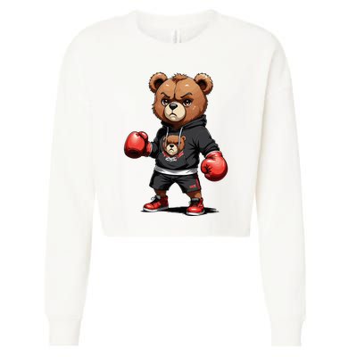 Teddy Bear Gangster Boxer With Hip Hop Street Clothes Cropped Pullover Crew