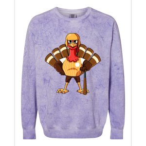 Thanksgiving Baseball Gobble Player Batter Turkey Day Gift Colorblast Crewneck Sweatshirt