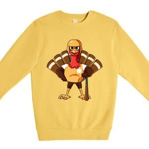 Thanksgiving Baseball Gobble Player Batter Turkey Day Gift Premium Crewneck Sweatshirt