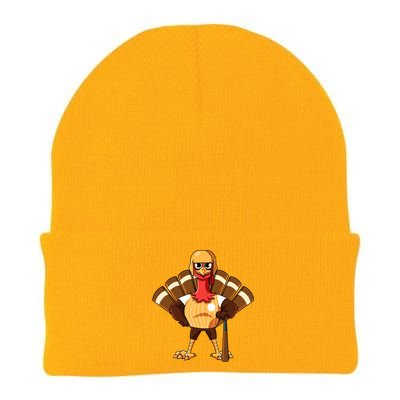 Thanksgiving Baseball Gobble Player Batter Turkey Day Gift Knit Cap Winter Beanie