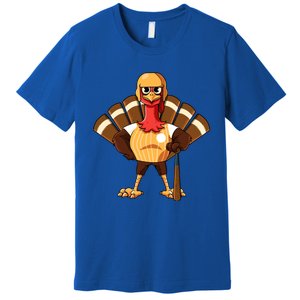 Thanksgiving Baseball Gobble Player Batter Turkey Day Gift Premium T-Shirt