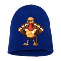 Thanksgiving Baseball Gobble Player Batter Turkey Day Gift Short Acrylic Beanie