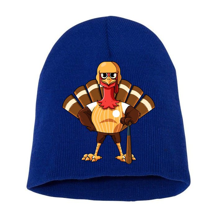 Thanksgiving Baseball Gobble Player Batter Turkey Day Gift Short Acrylic Beanie